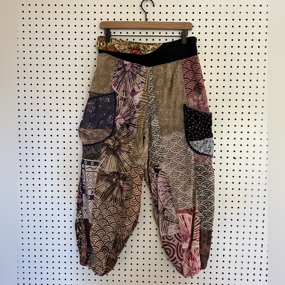 Vintage Pants - Vintage Patchwork Mixed Prints Harem Hippie Pants